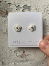 Load image into Gallery viewer, Crochet Flower Studs with 22k Gold Ceramic Bead
